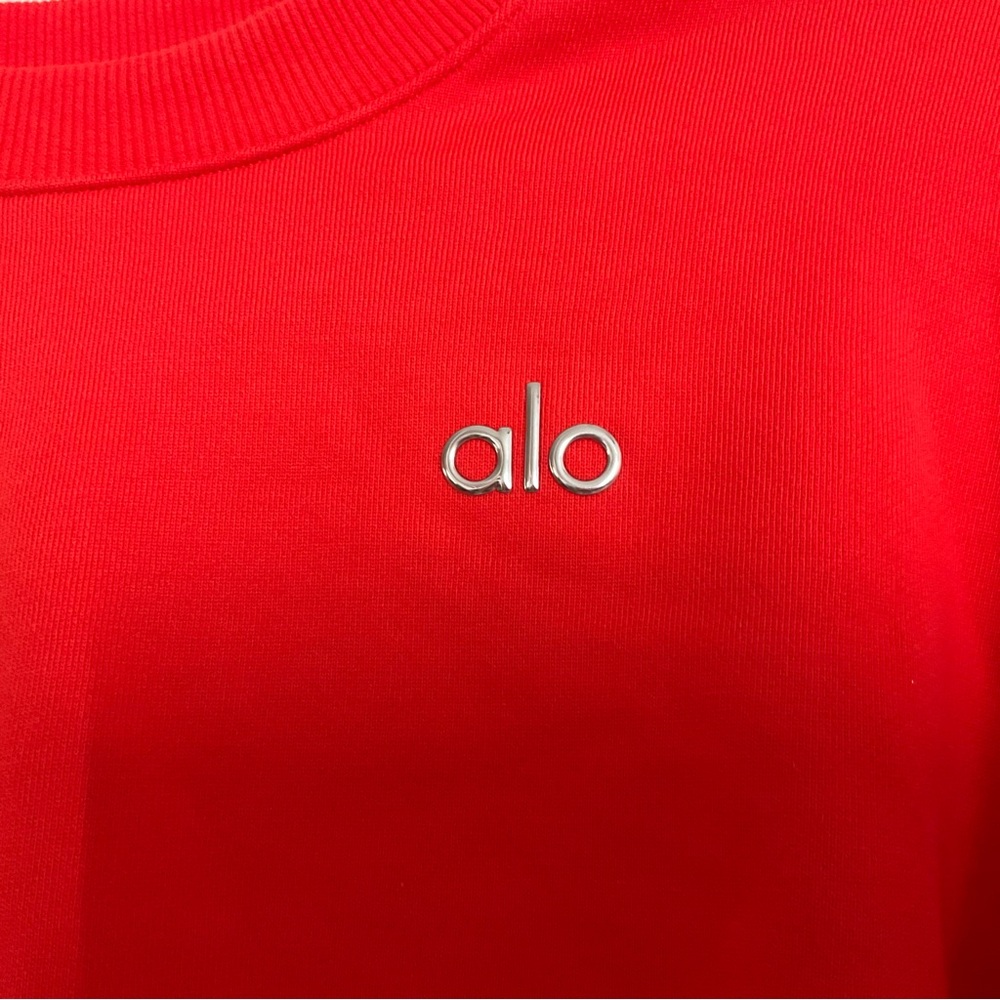 Alo Yoga Cropped Accolade Crewneck Bright Red XS - Picture 6 of 8
